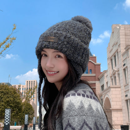 Women's Fleece-lined Warm Ear Protection Knitted Woolen Hats & Caps