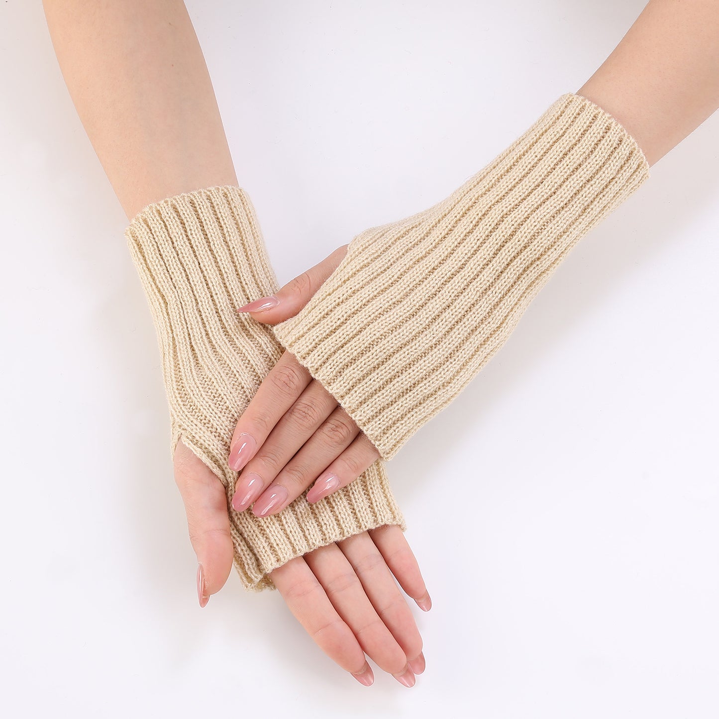 Women's Knitted Wool Fingerless Arm Sleeve Wrist Gloves