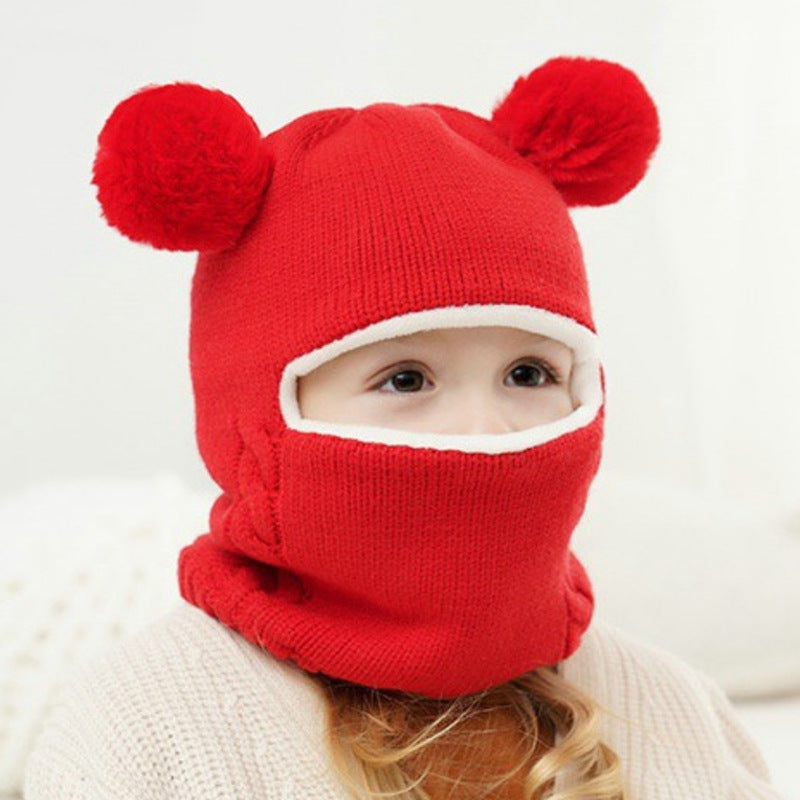 Children's Earflaps Slipover Boys Knitted Wool Hooded Kids' Headwear