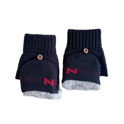 Men's Business Warm Double Layer Fleece-lined Thickened Half Finger Gloves