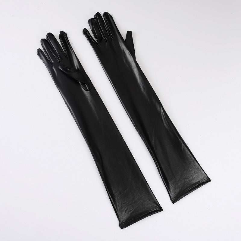 Women's Sexy Patent Leather Holiday Performance Etiquette Gloves