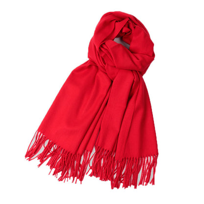 Women's Red Embroidered Artificial Cashmere Long Double-sided Scarfs