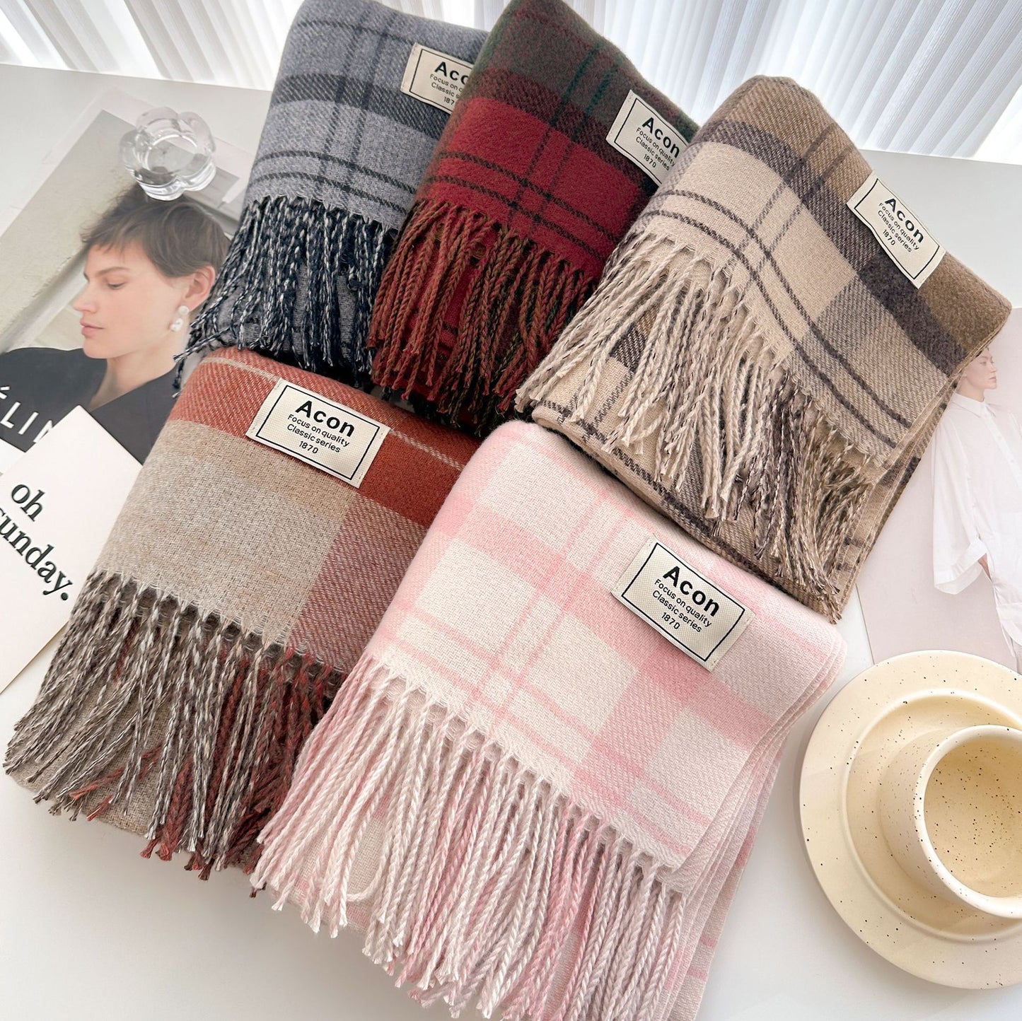 Women's Artificial Cashmere Warm Thick Shawl Plaid Scarfs