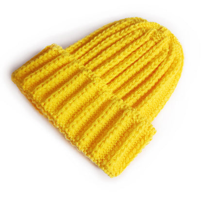 Stripe Knitted Hat Solid Color Woolen Kids' Headwear