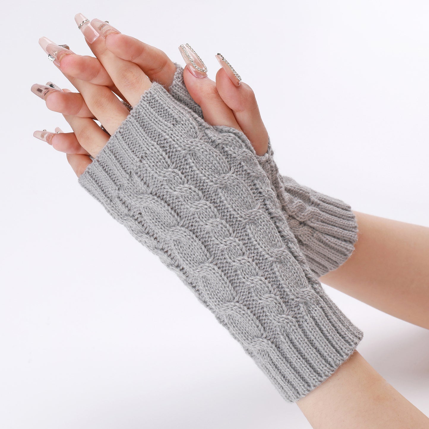 Women's & Men's Open Finger Arm Sleeve Knitted Warm Gloves