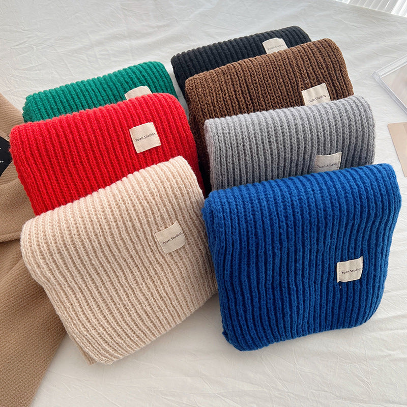 Solid Color Knitted Wool For Male Female Scarfs