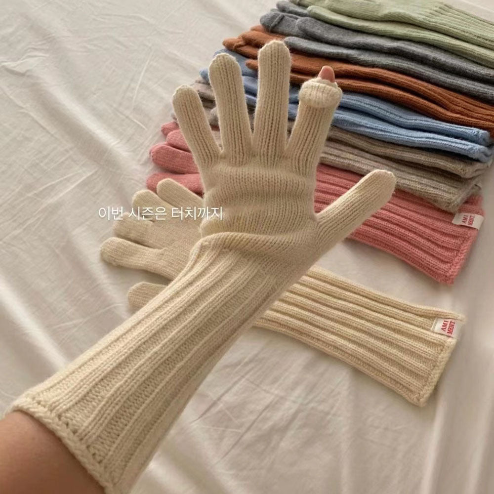 Women's Of Korean Solid Color Knitted Winter Gloves