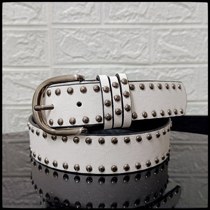 Women's White Jeans Soft Surface Pin Buckle Belts