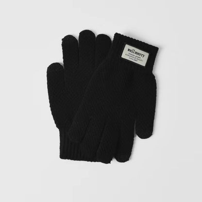 Men's Screen Knitted Couple Fleece-lined Thickened Riding Gloves