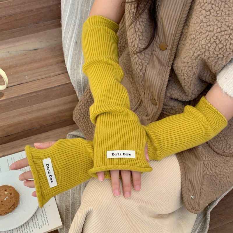 Women's Arm Sleeve Warm Protection Long Knitted Sweater Gloves