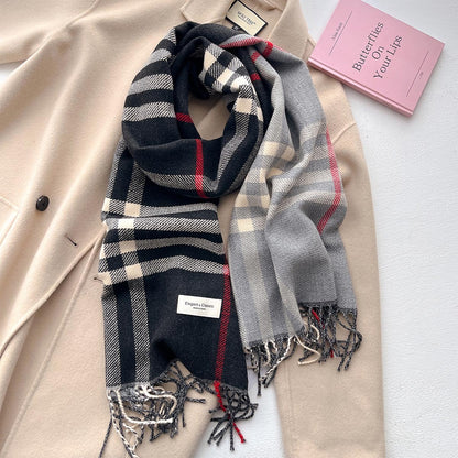 Women's Plaid Double-sided Warm Long Couple Shawl Scarfs