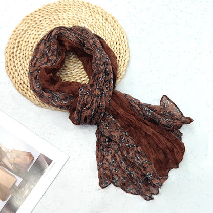 Women's Pleated Simple Silk Floral Shawl Bali Scarfs