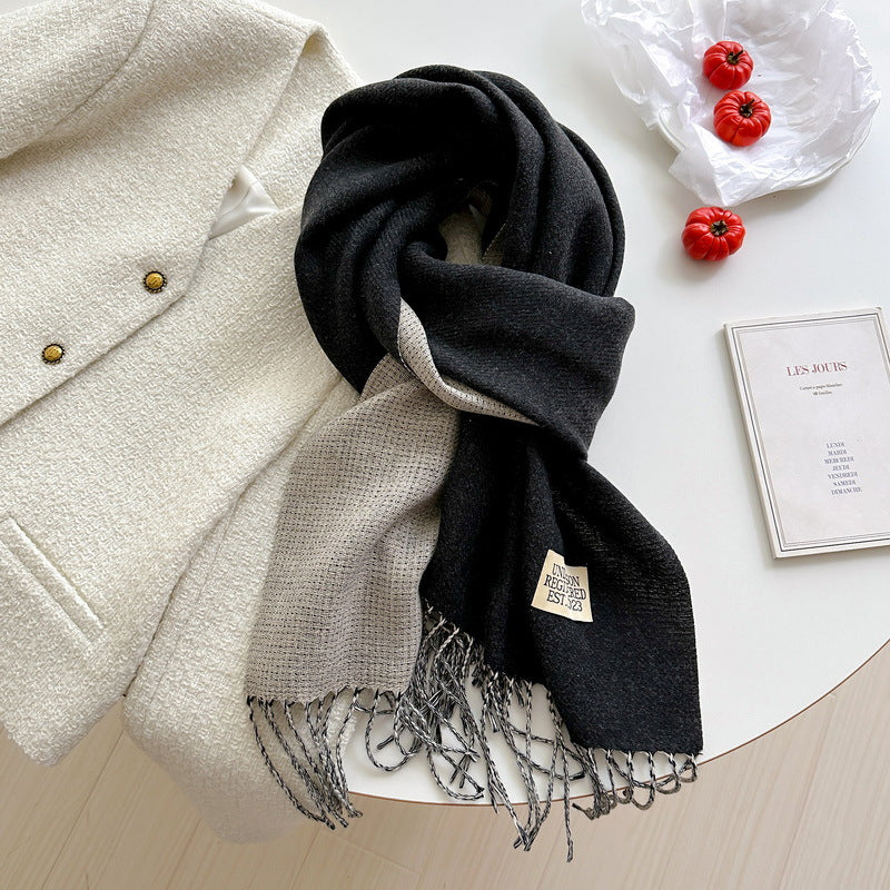 Women's Korean Double-sided Artificial Cashmere Pure Color Warm Scarfs