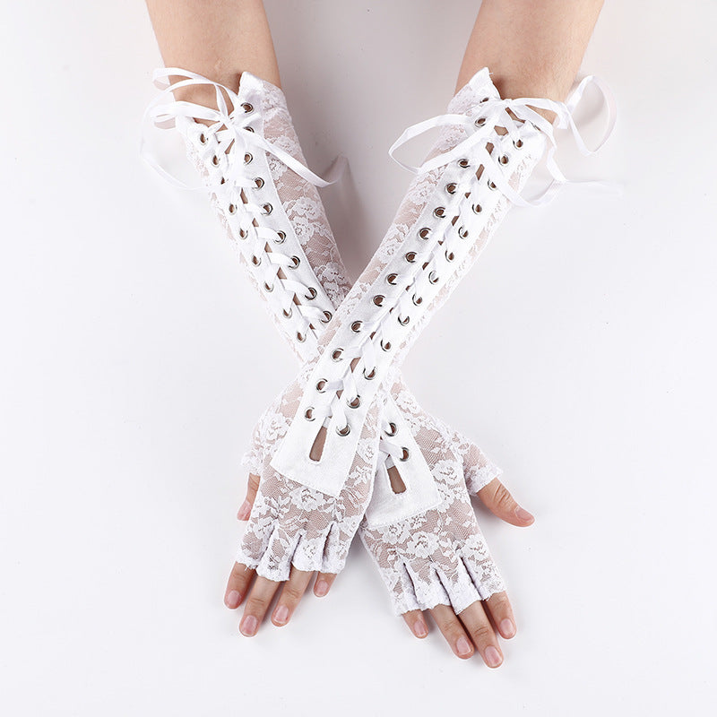 Lace Bandage Clinch Wedding Prom Half Gloves