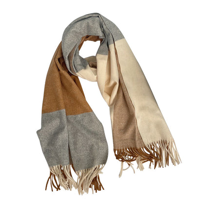 Women's Camel Plaid Wool Blended Thickened Couple Scarfs