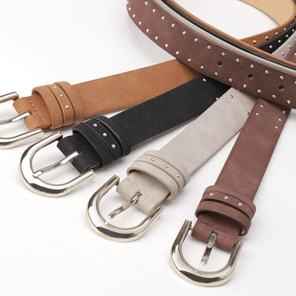 Women's Unique Suede Leather Rivet Retro Easy Belts