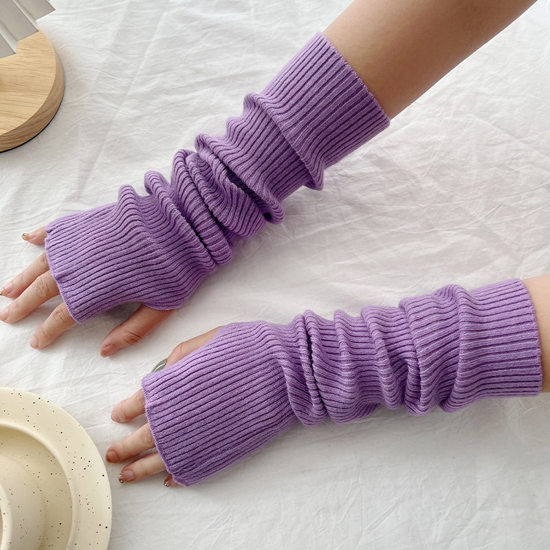 Women's Open Finger Touch Screen Warm Arm Guard Gloves