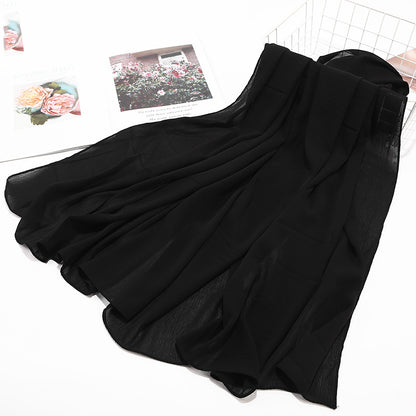 Women's Natural Wrinkle Monochrome Chiffon Material Breathable Scarfs