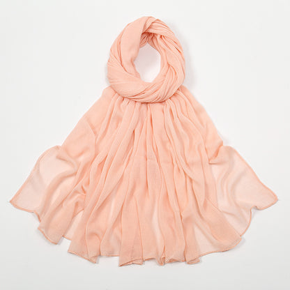 Rayon Headscarf Solid Color Elegant Crumpled Scarfs