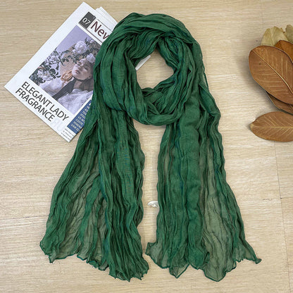 Women's Korean Style Artistic Vintage Crumpled Cotton Scarfs