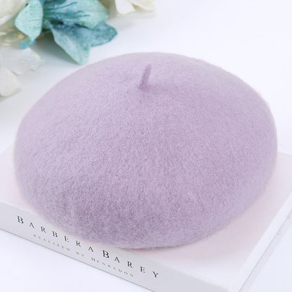 Mob Beret Woolen Solid Color Simple Adult Kids' Headwear