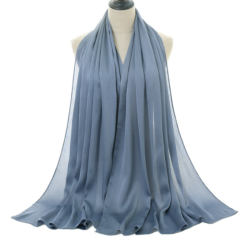 Women's Crepe Natural Pleated Malay Indonesian Popular Scarfs