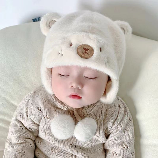 Bear Hat Beanie Boy Plush Bonnet Thickened Kids' Headwear