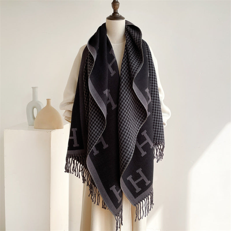 Women's Letter Artificial Cashmere Simple Thickened Tassel Scarfs