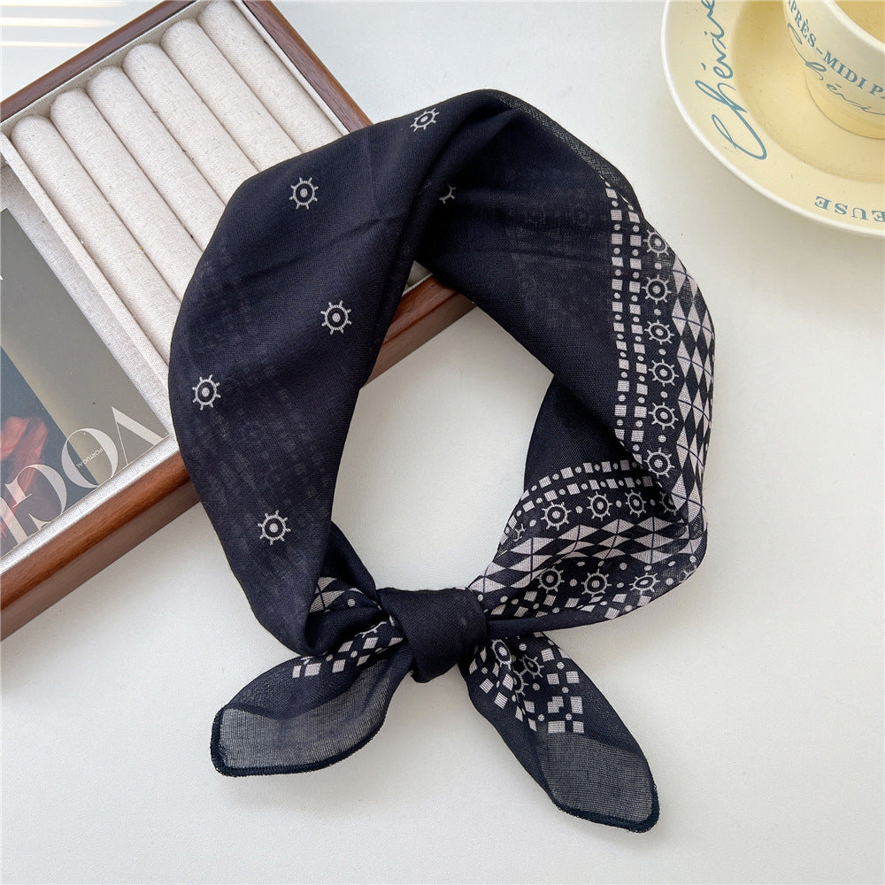 Women's Linen Small Square Towel Neck Decorative Scarfs