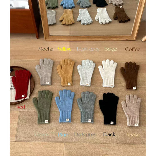 Women's Labeling Short Finger Exposed Touch Screen Gloves