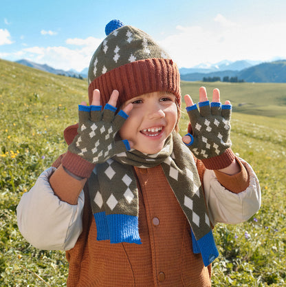 Children's Hat Boys Wool Earmuffs Three Pieces Kids' Headwear