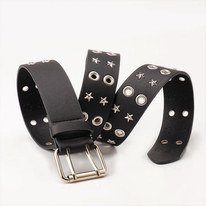 Women's Air Eye Female Rivet Punk Double Belts