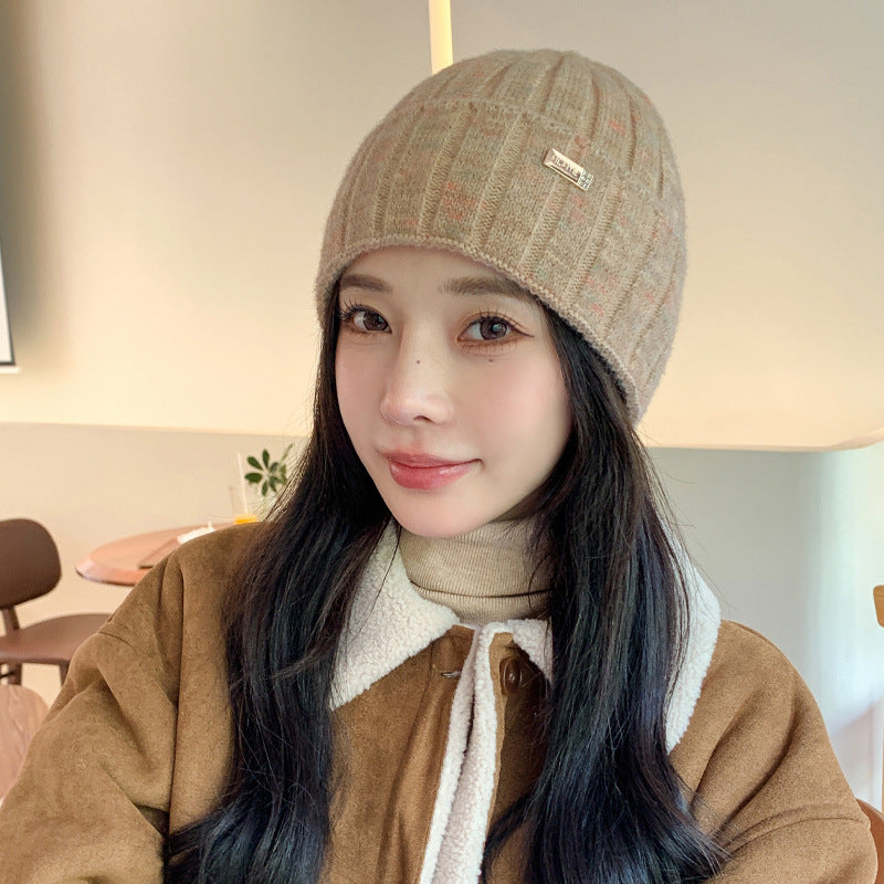 Women's Korean Hat Fashion Color Knitted Woolen Winter Hats & Caps