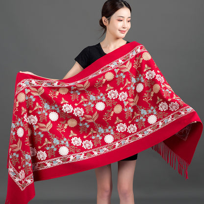 Women's Red For Fashion Mom Long Shawl Scarfs