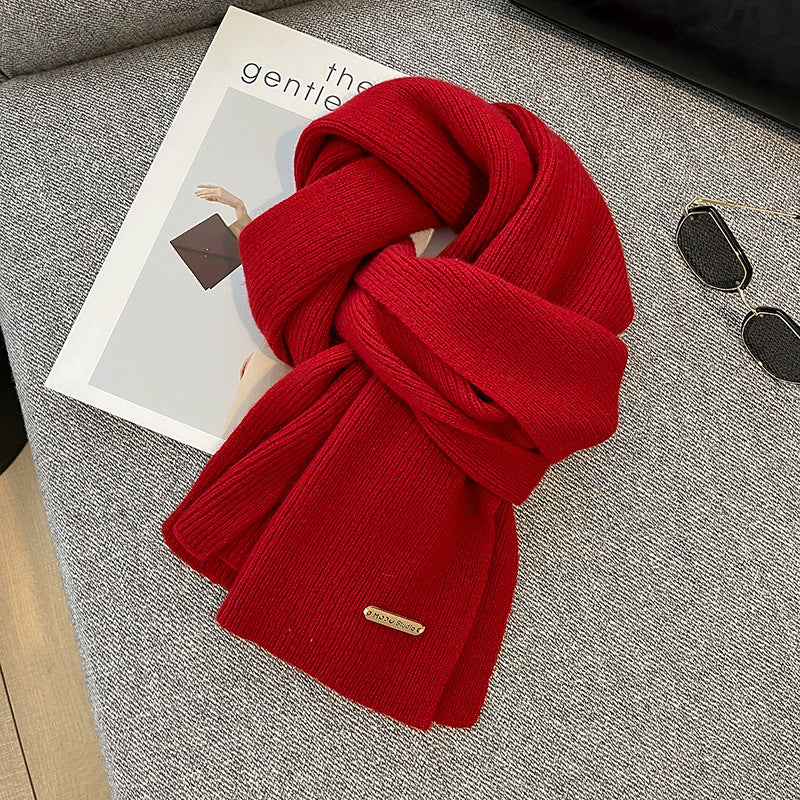 Women's Australian Pure Wool Cashmere Versatile Winter Red Warm Scarfs