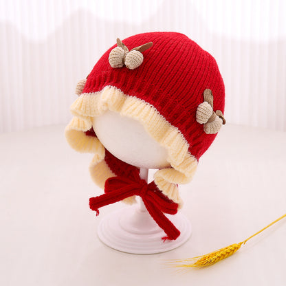 Hat Knitted Cute Princess Flower Beanie Warm Kids' Headwear