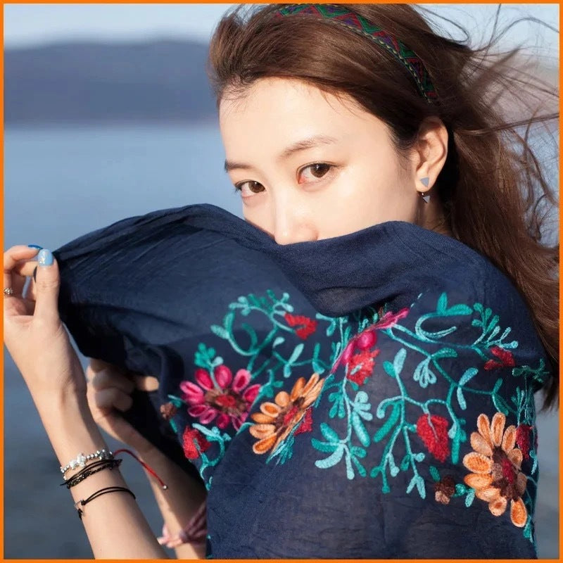 Protection Desert Travel Shawl Seaside Beach Silk Scarfs