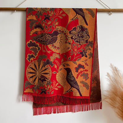 Women's Birds Plants Collision Combined Elegant Going Scarfs