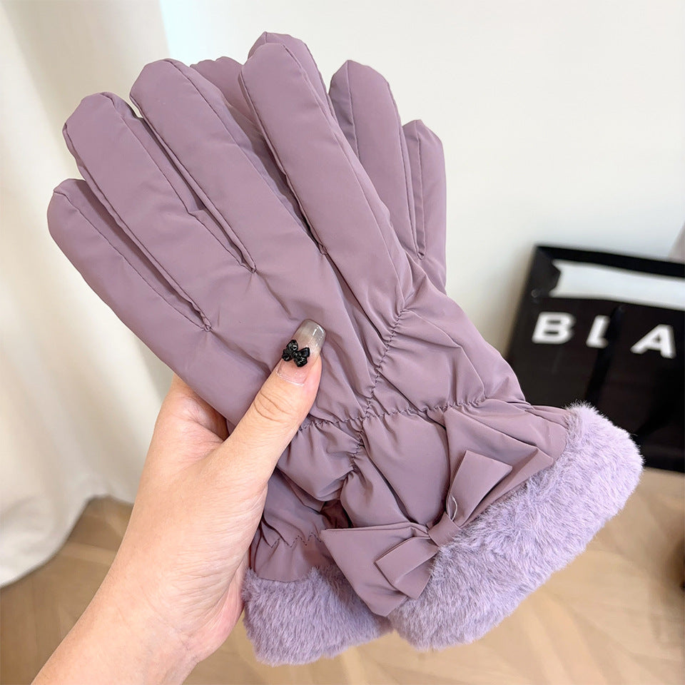 Women's Screen Windproof Warm Cold Protection Fleece Thickened Korean Style Gloves