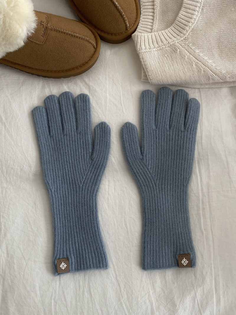 Women's & Men's Color Winter Outdoor Riding Warm Five Finger Gloves