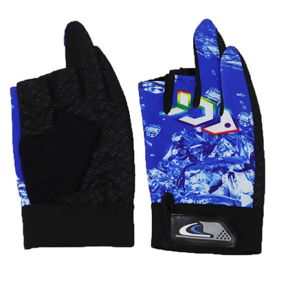 Men's Fishing Printed Dew Three Fingers Spring Gloves