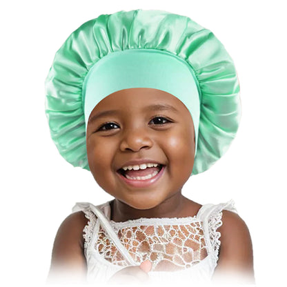 Children's Color Wide-brimmed Stretch Satin Nightcap Fashion Hair Care Kids' Headwear