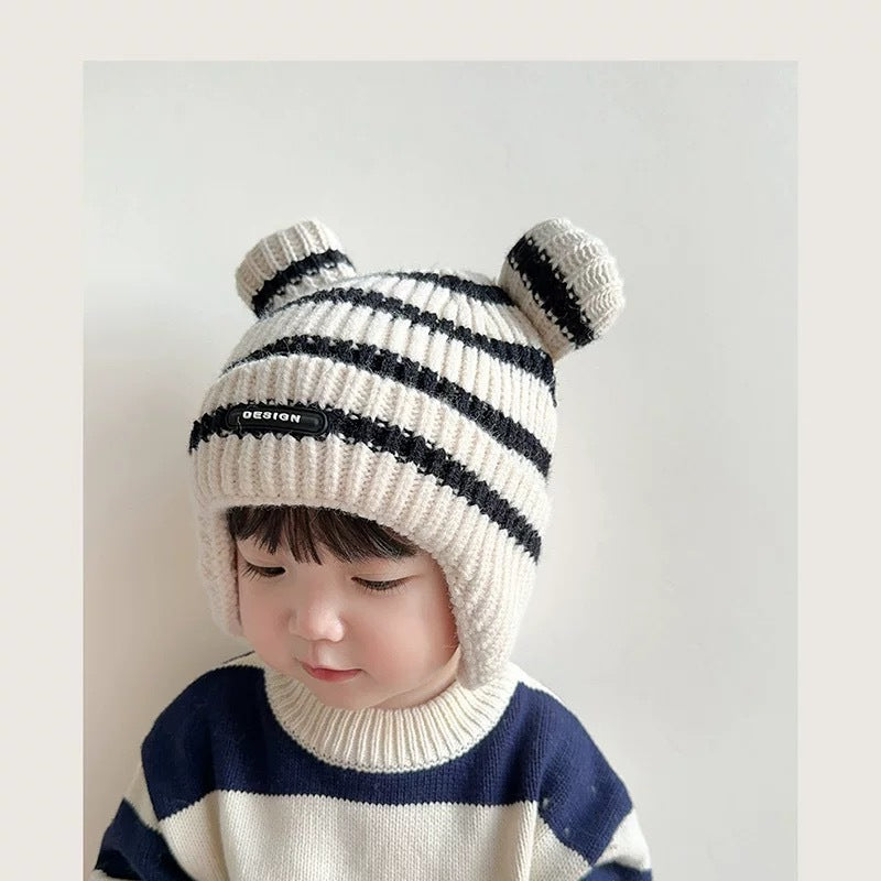 Winter Korean Style Boys Plush Bonnet Knitted Kids' Headwear