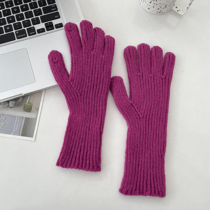 Color Woolen Knitted Candy Finger Open Gloves