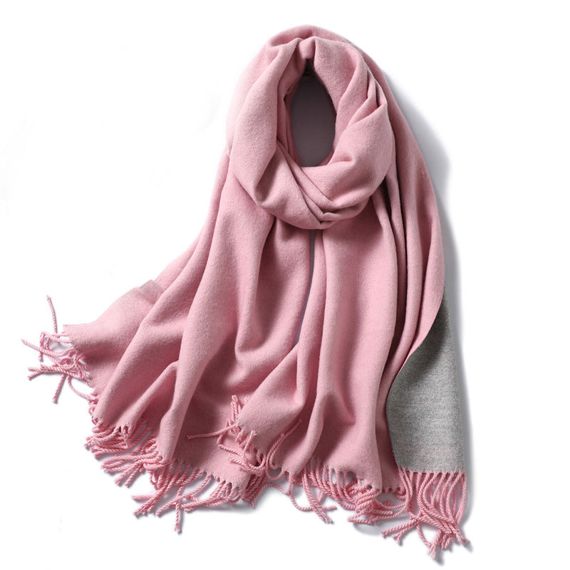 Women's & Men's Cashmere Winter Thickened Warm Double-sided Two-color Scarfs