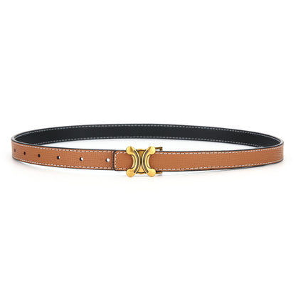 Women's Korean Genuine Leather Two-color Buckle Double-sided Belts