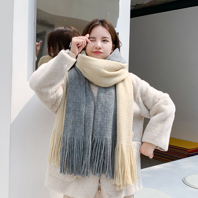 Winter Couple Patchwork Female Korean Style Scarfs