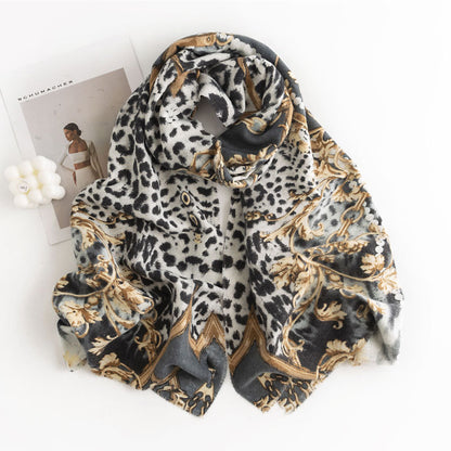 Women's Leopard Print High-grade Soft Warm Cashmere Scarfs