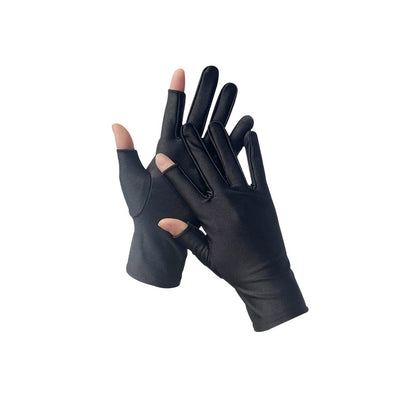 Women's & Men's Silk Thin Summer Spring Autumn Leak Half Finger Exposed Gloves