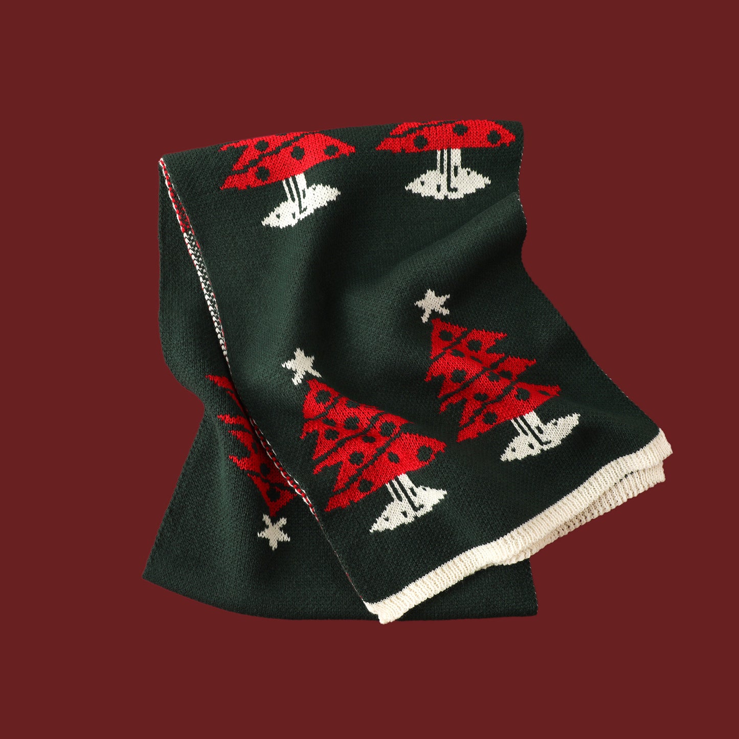 Knitted Wool Red Deer Elk Printing Scarfs